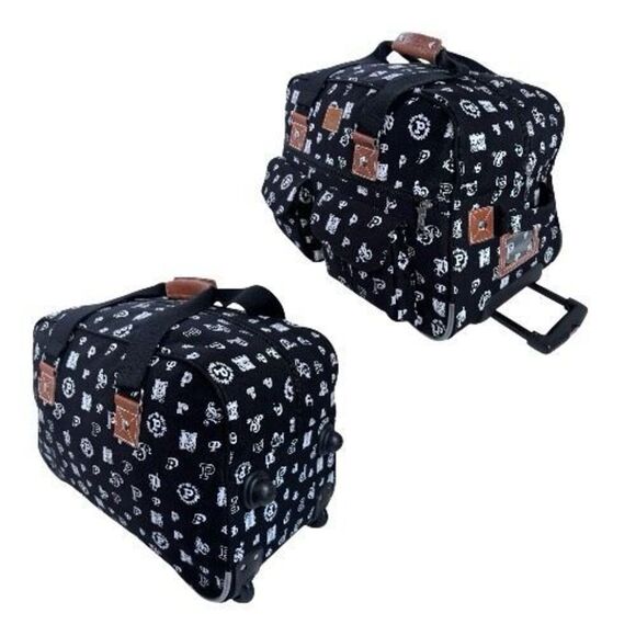 Victoria Secret PINK Varsity Rolling Expandable Luggage Duffle Bag 2 piece Set - Picture 4 of 8